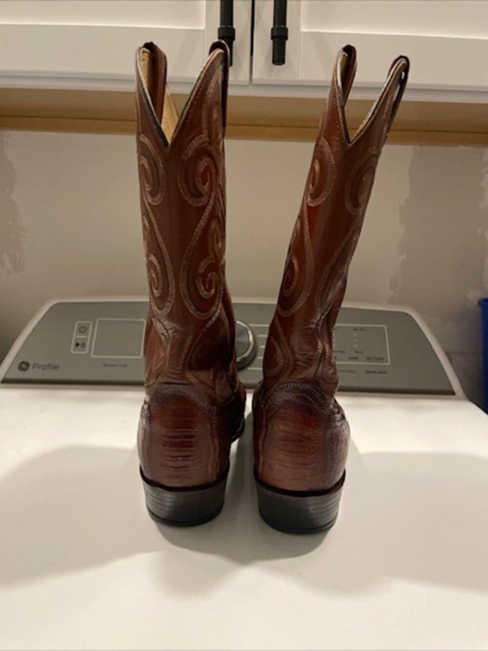 Dan Post Vintage Genuine Ostrich Leg Cognac Western Cowboy Boots Mens Size 11 D - Picture 3 of 7